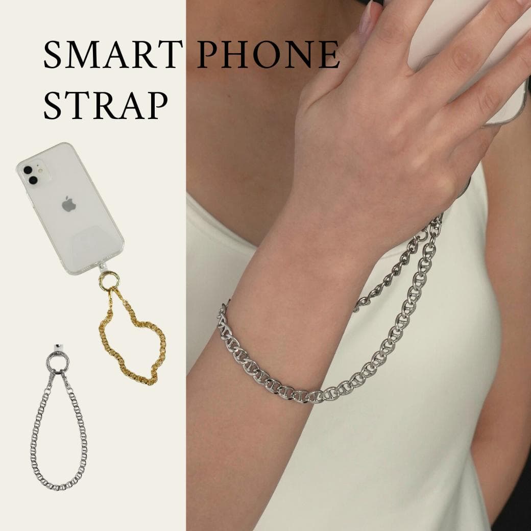【SALE】 スマホストラップ スマホショルダー スマホチェーン アクセサリー おしゃれ シンプル チェーン ゴールド シルバー プレゼント 上品 人気 トレンド 流行 通勤 華奢 iphone android 全機種対応