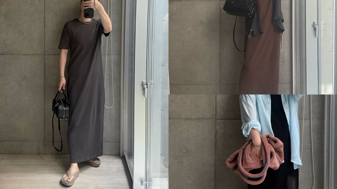 166cmでもマキシ丈になった。ダークエンジェルのTシャツワンピース(長め丈L・¥1,998)を40代が正直レビュー