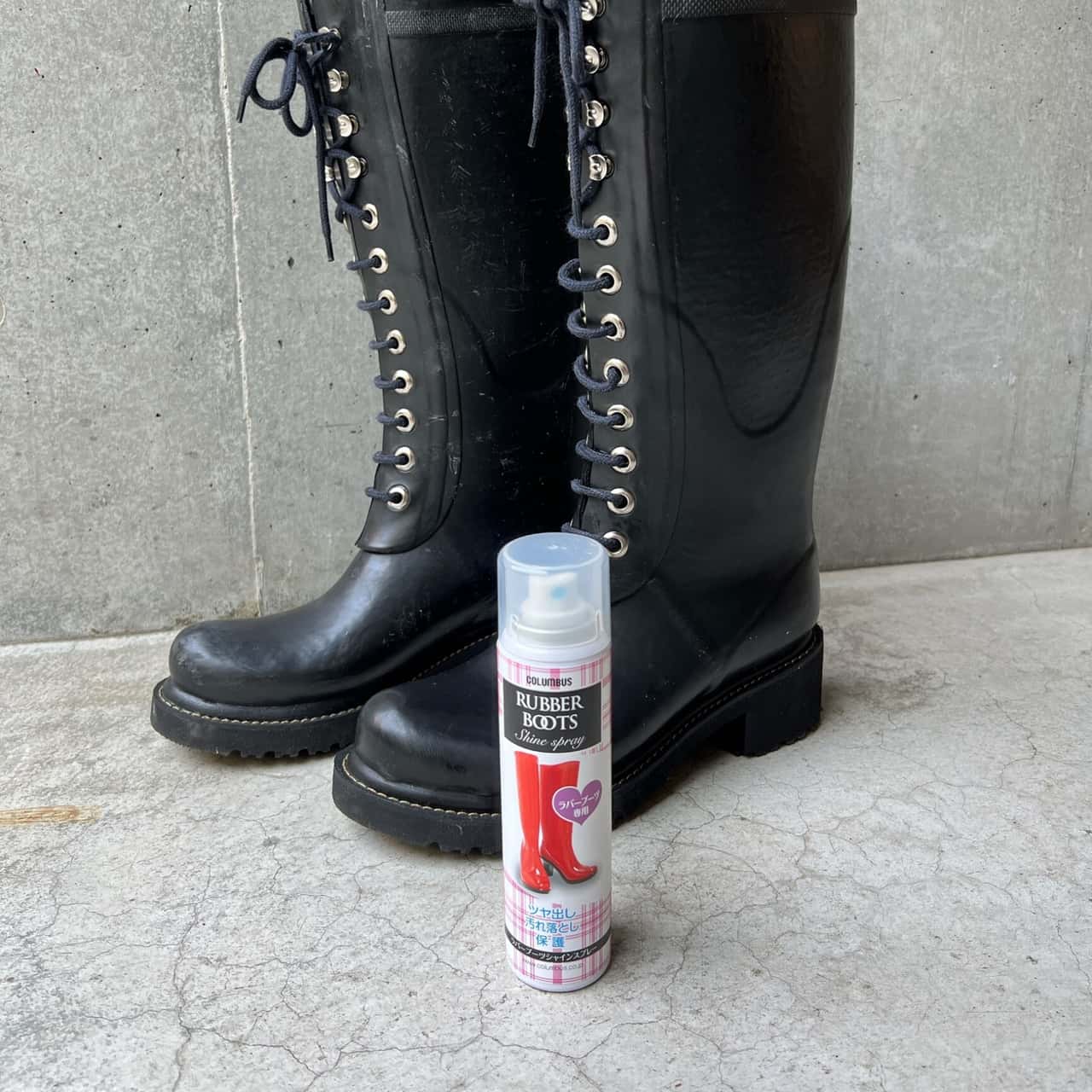 \最大1000円クーポン有/最強翌日配送 コロンブス columbus RUBBER BOOTS Shine spray ラバーブーツ シャインスプレー ラバーブーツ専用 ツヤ出し 汚れ落とし 保護スプレー シューケア